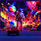 NYZE Astronaut Space Tapestry for Bedroom, Glow in the Dark Room Decor Wall Tapestries, Cool Galaxy Planet Wall Hanging, Wall Hanging for Men Guys Gamer Room Dorm Living Room 79x59 in