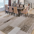 FlyDOIT Modern Geometric Patchwork Area Rug, 8x10 Beige Large Rugs for Living Room, Rockwood Collection Indoor Rugs for Bedroom, Throw Carpet Floor Decor for Entryway Dining Room Office Nursery