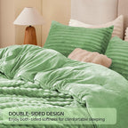 BEDELITE Fleece Twin Comforter Set -Super Soft & Warm Fluffy Green Bedding, Luxury Fuzzy Heavy Bed Set for Winter with 1 Pillow case