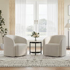 COLAMY Swivel Accent Chair, Modern Barrel Round Chair, Upholstered Comfy Living Room Chair with Armrest, Armchair for Reading Room/Bedroom/Waiting Room/Office, No Assembly, Beige
