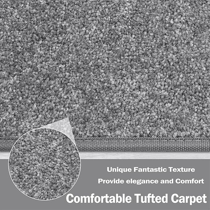 PURE ERA Carpet Stair Treads Tape Free Non Slip Indoor Stair Carpet Stair Protectors Pet-Friendly Non-Slip Skid Resistant Washable Reusable 8" x 30"(2 Pieces,Gray)