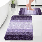 OLANLY Bathroom Rug Set 2 Piece, Soft Absorbent Microfiber Bath Rug Set, Non-Slip, Machine Wash Dry, Plush Shaggy Bath Mats for Bathroom (30"x20"+24"x16", Violet)