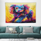 VUMIVI Colorful Cute Dog Tapestry Rainbow-Hued Oil Painting Pet-Themed Abstract Art Print Tapestry Wall Hanging for Living Room Bedroom Dorm Classroom Aesthetic Decor W90xL60in