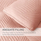 Exclusivo Mezcla Ultrasonic King Quilt Bedding Set, Lightweight Blush Pink Bedspreads Soft Modern Geometric Coverlet Set for All Seasons (1 Quilt and 2 Pillow Shams)