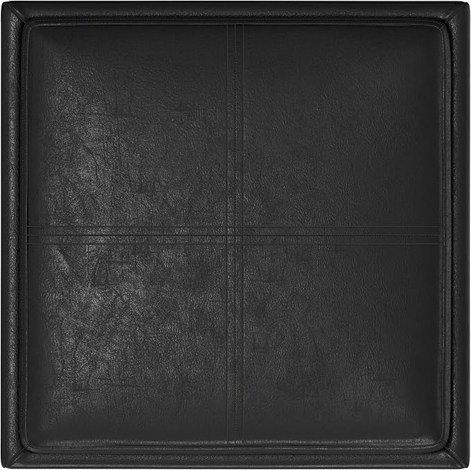SIMPLIHOME Rockwood Cube Storage Ottoman with Tray - 17 inch Wide Upholstered Vegan Leather Square Storage Ottoman in Distressed Black, Contemporary Cube Ottoman for Living Room with Serving Tray