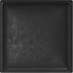SIMPLIHOME Rockwood Cube Storage Ottoman with Tray - 17 inch Wide Upholstered Vegan Leather Square Storage Ottoman in Distressed Black, Contemporary Cube Ottoman for Living Room with Serving Tray