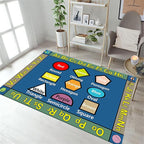 ABC Area Rug Educational Learning Rugs with Alphabet Math Graphics and Color Differentiation Patterns Kids Crawling Carpet with Non Slid Backing for Kitchen Bathroom Kindergarten Bedside, 3x4ft