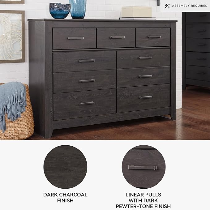Signature Design by Ashley Brinxton Urban Contemporary 7 Drawer Dresser, Charcoal