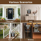 Ultra Large 14'' Last Name All Year Round Front Door Wreath with 26 Initial Letter Welcome Sign All Seasons Eucalyptus Garland and Bow Wreaths for Front Door Porch Farmhouse Decoration (I)