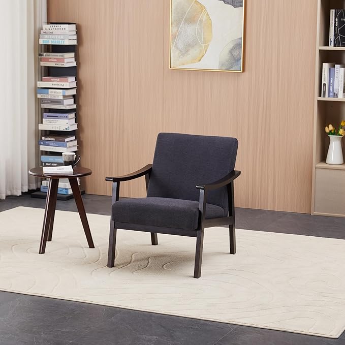 KEIKI Mid-Century Modern Accent Chair with Solid Wood Frame, Retro Inspired Wingback Chair for Stylish Interiors