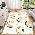 Children's Carpet Girl's Bedroom Rainbow Carpet Living Room Area Rugs Soft Washable Non-Slip Rugs Simple Lovely Rainbow White Cloud Print Children's Room Nursery Decoration Beige 6x8ft