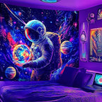 NYZE Astronaut Space Tapestry for Bedroom, Glow in the Dark Room Decor Wall Tapestries, Cool Galaxy Planet Wall Hanging, Wall Hanging for Men Guys Gamer Room Dorm Living Room 79in×59in