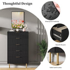 GarveeHome 5 Drawers Dresser for Bedroom, Fluted Dresser Chest of Drawers with Handle, Wood Modern Dressers for Closet, Bedroom Furniture Storage Organizer for Living Room, Hallway