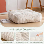 6" Washable Floor Pillow Cushion for Adults, Meditation Cushion Pillow, Removable Tufted Blended Corduroy Cover, Large Square Floor Sitting for Tatami Living Room or Yoga, 2Pack, Machine Washable