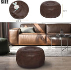 Thgonwid Unstuffed Moroccan Ottoman Pouf Cover, Ottoman Footstool Storage Solution, Bean Bag Chair, Foot Rest, Deep Coffee