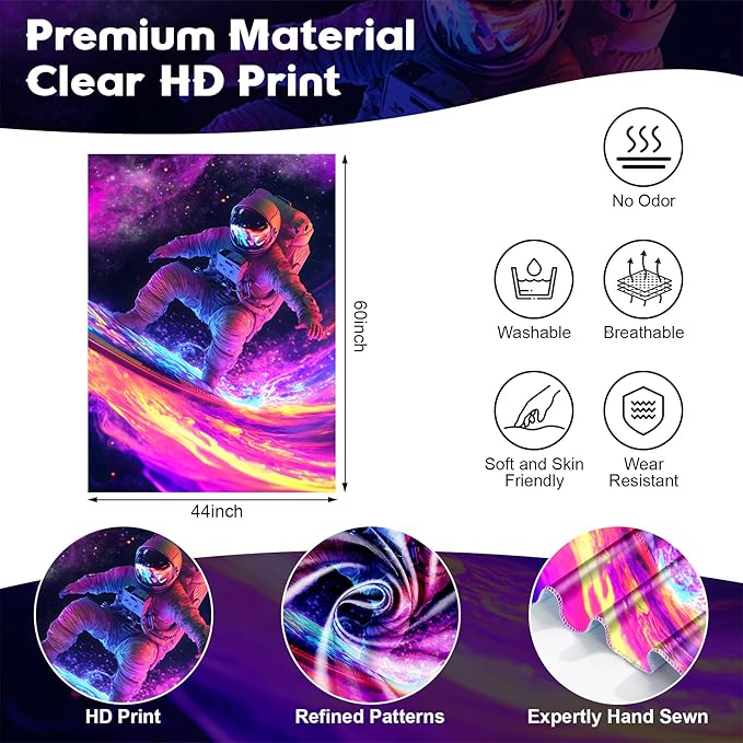NYZE Astronaut Space Tapestry for Bedroom, Glow in the Dark Room Decor Wall Tapestries, Cool Galaxy Planet Wall Hanging, Wall Hanging for Men Guys Gamer Room Dorm Living Room 44in×60in
