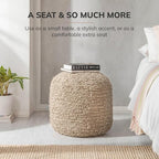 Anji Mountain Artisan Crafted Cotton Blend Pouf Ottoman | Versatile Floor Seating & Footstool for Living Room | Modern Boho Home Décor Accent | Filled Pouffe