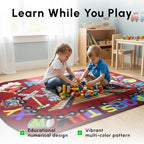 SAFECASTLE Alphabet Express Kids Educational Area Rug – 4'4" x 5'6" – Colorful Train ABC Learning Carpet for Playroom, Classroom, Daycare, Preschool, or Nursery – Durable Machine-Tufted Nylon Rug