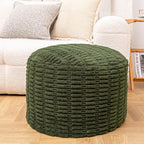 Handmade Unstuffed Ottoman Pouf Cover – Versatile Storage Footstool & Floor Pouf for Living Room, Bedroom, or Wedding Decor | 20" Diameter x 14" Height | Filler Not Included (Green)