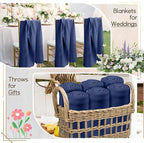 24 Pcs Fleece Blankets Bulk 60 x 50 in, Throw Blankets in Bulk for Wedding Bed Couch Outdoor Use Homeless (Blue)