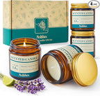 4 Pack Scented Candles as Candle Gift Set, Candle Set for Women, Long Lasting Soy Wax Amber Jar Aromatherapy Candles for Stress Relief, Home Decoration, Birthday, Valentine's Day