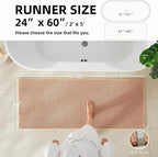 Waffle Runner Rug Bathroom, Long Boho Bathroom Rugs Non Slip Washable Super Absorbent Quick Dry Farmhouse Bath Decor, 60"x24" Light Peach