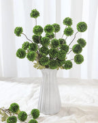 DuHouse 6pcs Artificial Flowers Faux Silk Pompon Mum,Silk Small Mini Chrysanthemum Ball with Stems for DIY Wedding Bouquets Centerpieces Vase Home Table Kitchen Decorations(Green)