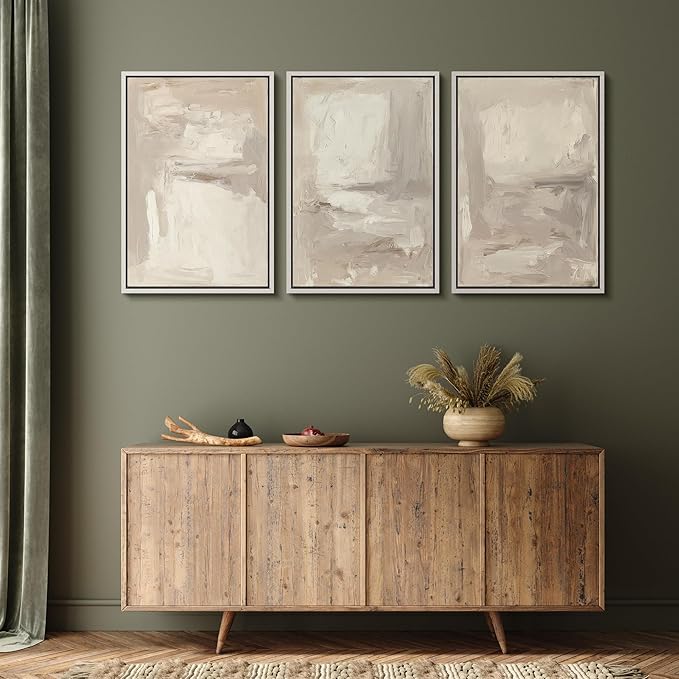 MUDECOR Framed Wall Art Print Set Neutral Abstract Modern Minimalist in Beige and Cream Tones Illustrations Modern Art Boho Decorative Colorful Chic for Living Room, Bedroom, Office - 16"x24"x3 White