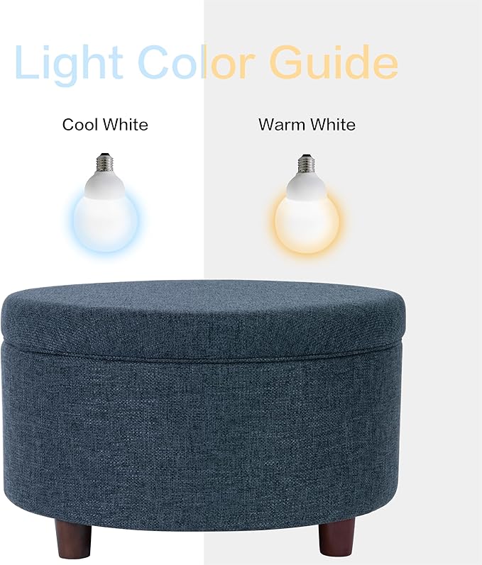 HomePop Round Storage Ottoman - Textured Navy