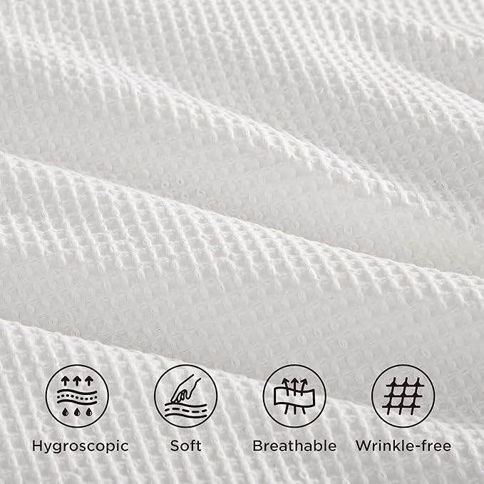 Bedsure Cotton Duvet Cover Queen - 100% Cotton Waffle Weave Milk White Duvet Cover Queen Size, GentleSoft™ and Breathable Bedding Set for All Season, 3 Pieces, 90"x90"