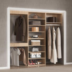Modular Closet System, 66" Wide Closet Organizer System with Towers and Hanging, Wood Closet Tower Storage for Walk In Closets, Wall Mounted Wardrobe Organizer Kit System, Bedroom, Wood