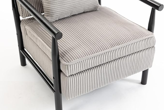 KEIKI Mid Century Modern Accent Chair with Storage, Functional Armchair with Hidden Storage Compartment, Includes Lumbar Pillow