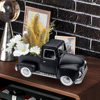 Farmhouse Black Truck Decor, Metal Pickup Farm Trucks Planter Car Model, Vintage Truck Christmas Decoration,Decorative Tabletop Storage
