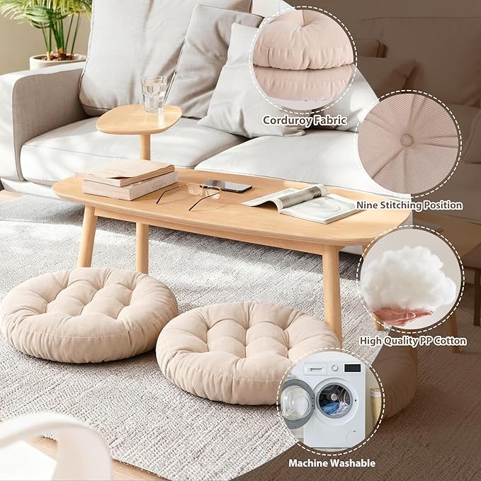 Tiita Outdoor Cushions Square Floor Pillow Thicken Tufted Seat Pad Large Floor Cushion for Yoga Meditation Living Room
