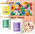 AOOVOO Rose/Vanilla/Eucalyptus/Lavender Scented Candles for Women - Aromatherapy Candle with Crystals Inside, 40oz Soy Candles for Home Scented, Birthday Gifts Valentines Day Candle for Women Mom