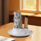 4 in 1 Incense Holder, Ceramic Incense Stick and Palo Santo Holder,Sage Holder for Burning- 5.5" Ceramic Ash Catcher Tray for Meditation and Yoga Room (White)