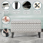 Convenience Concepts Designs4Comfort Winslow Storage Ottoman Bench 32" - Transitional Upholstered Footstool & Seat, for Living Room, Entryway, Hallway, & Bedroom, Ribbon Pattern Fabric