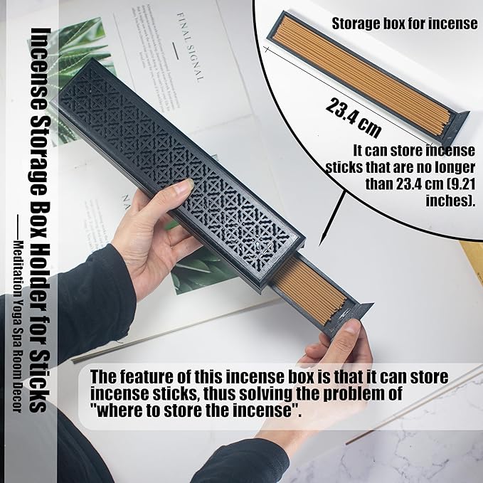 Incense Holder with Storage,Incense Holder Burner,Incense Box,Coffin Incesne Holder for Sticks, Wooden Incense-Stick Holder Ash Catcher for Home Meditation,Yoga,Bedroom,Studyroom,Office Decor(Black)