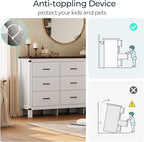 LINSY HOME Dresser for Bedroom with 9 Drawers, 59” Wide Chest with Deep Drawer, Modern Farmhouse Dresser TV Stand with Metal Handles, Wood Storage Cabinet for Closet, Living Room, Hallway, Off White
