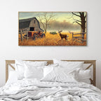 XLSJERST Large Deer Wall Art for Living Room Canvas Prints Decor Decoration Country Tractor Rustic Wildlife Cabin Hunting Picture Glass Surface Artwork Ready to Hang for Bedroom Home Office 24x48