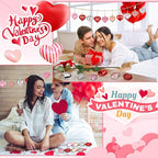 30Pcs Valentine's Day Heart Shaped Ornaments with Sweet Love Words, 10 Styles Valentine Heart Ornaments for Tree, Red Pink Glitter Valentine's Hanging Decorations for Wedding Anniversary