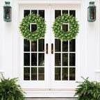 20Inch Boxwood Wreaths, Spring Summer Wreath for Front Door Perfect for Winter All Season Year Round Decor, Faux Boxwood Wreaths Ideal for Front Door Indoor Outdoor Windows Farmhouse
