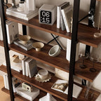Bookshelf, Industrial Style Bookcase, Book Rack, Storage Rack Shelves in Living Room/Home/Office, Books Holder Organizer for Books/Movies (6-Tiers)