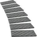 PURE ERA Bullnose Carpet Stair Treads Set Tape Free Non-Slip Indoor Stair Protectors Pet Friendly Rugs 9.5" x 30"(7 Pieces,Grey Diamond Trellis)
