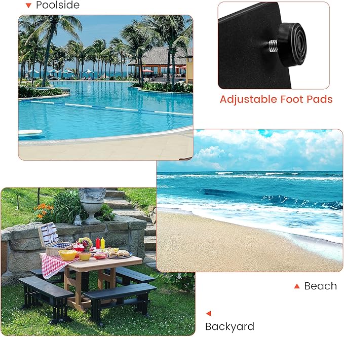 Giantex Square Umbrella Base, 36 LBS Steel Heavy Duty Patio Market Umbrella Stand with 2 Adapters, 20 Inch Outdoor Plate Stand with Adjustable Foot, Suitable for Backyard, Deck, Poolside, Patio