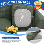 YEMYHOM Stretch Individual Cushion Covers Sofa Chair Seat Cushion Slipcovers Soft Couch Cover Replacement Large Checkered Furniture Protector with Elastic Bottom (1 Pc Cushion Cover, Army Green)