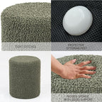 Get Set Style Modern Round Ottoman with Soft Padded Seat, Multifunctional Vanity Stool for Makeup, Upholstered Footrest Stool Ottoman Foot Stool for Living Room, Bedroom