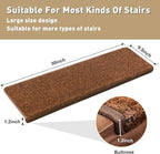 PURE ERA Bullnose Carpet Stair Treads Set Tape Free Non-Slip Indoor Stair Protectors Pet Friendly Rugs Covers Soft Skid Resistant Washable Reusable 9.5" x 30"(2 Pieces,Brown)