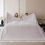 Oversized King Fleece Blanket 120x120 Inches, Seamless Soft Cozy 3D Jacquard Flannel Blanket 10'x10' Extra Large for Bed, Sofa, Couch, Travel & Camping, California King Throw, Taupe Leaf