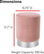 BIRDROCK HOME Round Ottoman Foot Stool – Soft Padded Modern Design – Ideal for Living Room, Bedroom – Compact Footrest, Vanity Chair, Small Furniture – Foam Seating, Decorative Accent (Dusty Rose)